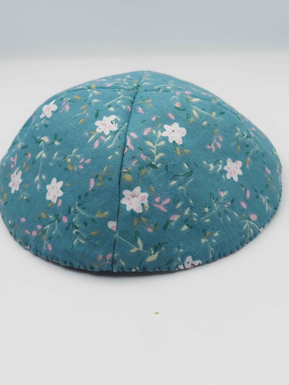 Teal Floral Kippah (Made to Order)
